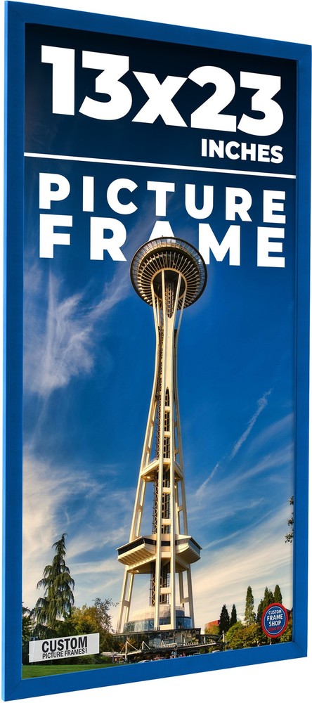 13×23 Frame Blue Solid Wood Picture Frame Width 0.75 Inches | Interior Frame Dep