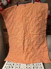 Handmade Baby Quilt Blanket Crib Throw 31×41 inch Artisan Linen Peach Reverse