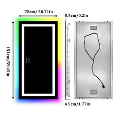 WISFOR Bluetooth Bathroom Mirror Front-lit RGB Backlit Defog Vanity Mirror Gift