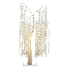 Nearly Natural 7ft Pre-Lit Artificial White Willow Tree w/ 400 Cool White LED