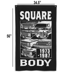 Square Body Truck Flag, Squarebody C10, 34″X56″ Garage Decor, Dorm, Man Cave