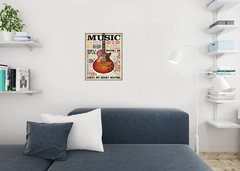 Music Inspires Me Guitar Quotes Poster Motivational Inspirational Musical Phrase