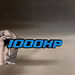 1X 1000 HP BLACK – L.BLUE Custom 3D Emblem Multicolor Acrylic Car Badge Decal