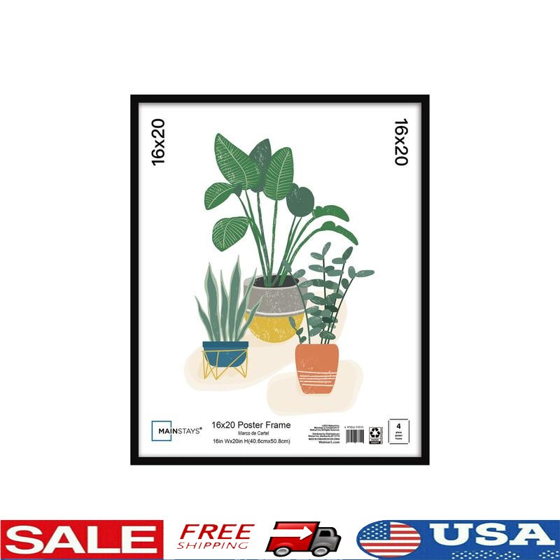 16×20 Basic Black Poster Frame Rectangle Display Vertical Horizontal Lightweight