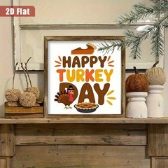 Rustic Happy Turkey Day Wooden Sign Farmhouse Fall Decor for Kitchen Restaurant