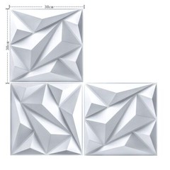 12Pcs PVC 3D Effect Wall Panels 30x30cm for DIY Wallpaper Home Decor White Color