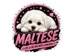 Maltese Dog Decal Sticker Car Laptop Window Bottle Tumbler Locker Binder