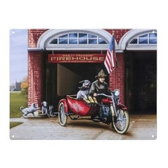 Harley-Davidson® Embossed Tin Sign, Firehouse Dogs, 12 x 15.75 inches HDL-15556