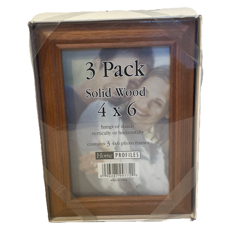 4×6 Picture Frames (Brown, 3 Pack) Solid Wood by Home Profiles Hangs or Stands