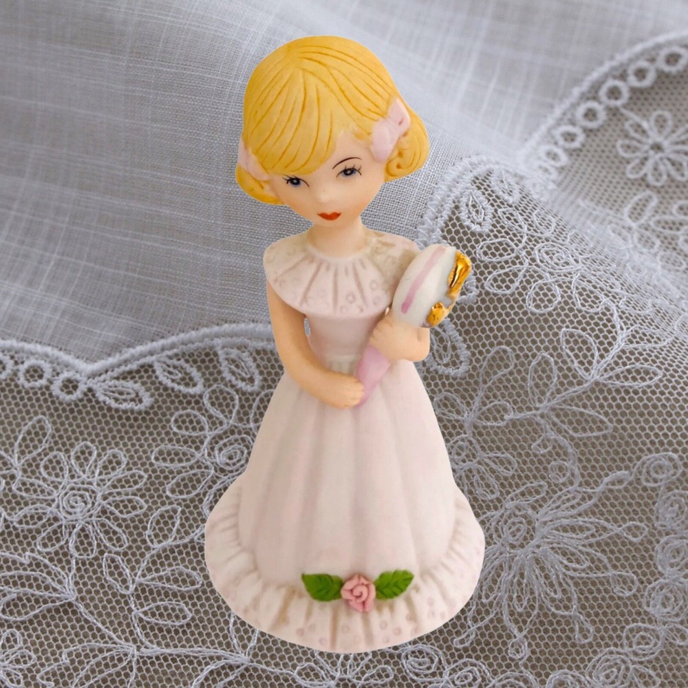 Vintage Enesco Growing Up Birthday Girl Figurine Age 5 Blonde Girl 1981