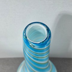 Teardrop Glass Vase Large 20in Blue Green White Excellent Swirl Art