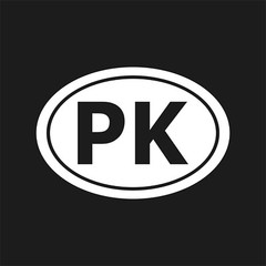 Pakistan country initials Vinyl Decal Window Oval PK Laptop Sticker