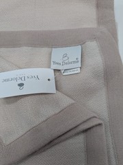 Yves Delorme Visible Beige Throw Blanket Baby Alpaca Border 51″x67″ Gift BOX NEW