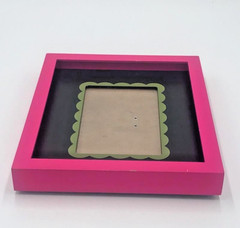 4 x 6 Wooden Photo Frame Double Layer Pink/Black Scallop Design 8 in H 9.5 L