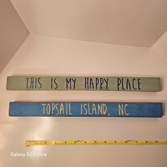 2 Wood Signs ‘TOPSAIL ISLAND, NC’ & ‘THIS IS MY HAPPY PLACE’ Beach Home Decor