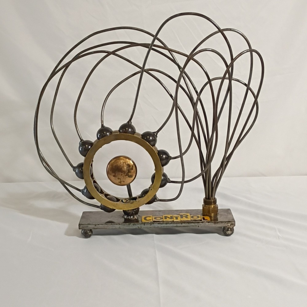 Mark R. English Steampunk Abstract Metal Wire Tabletop «CONTROL» Sculpture
