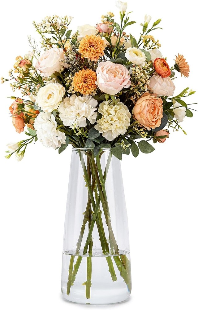 Crystal Clear Glass Vase, Flower Vase for Table Centerpiece Home Decor, Modern