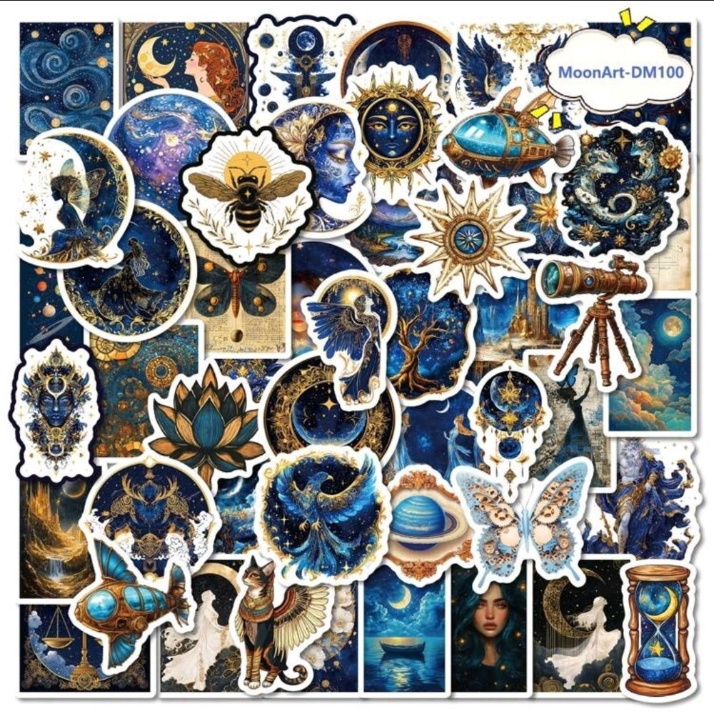 15Pc Mystical Sun Moon Stars Vinyl Stickers Wall Laptop Tablet Scrapbook journal