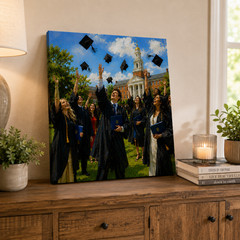 Graduation Portrait Canvas Wall Art – Female Graduate Diploma – Home Decor Gift