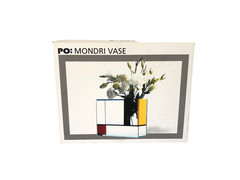 PO Mondri Vase Primary Colors w Original Box 3 in 1 Acrylic Pop Art Style