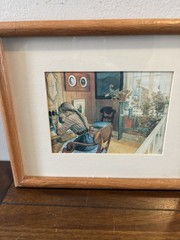 Vintage Framed Wall Art Print of “Letter-Writing» (1912) by Artist Carl Larsson