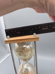 A & B Home Sand Hourglass Silver and Glass + Wood, Base, Sand 10″