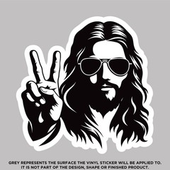 Jesus With Glasses Showing Peace