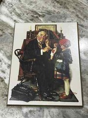 8 x 10 Wooden Wall Art «Doctor And The Doll» Norman Rockwell In Box New Sealed
