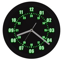 Military Time 12/24 Hours Display Wall Clock Watch Style with LED Backlight