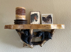 Climbing Bear Cubs on Tree Branches Wall Shelf Cabin Decor