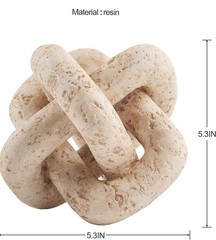 3 Link Knot Decor, Beige Travertine Coffee Table Decoration, Boho Resin Chain Li