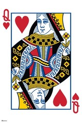 Queen of Hearts Playing Card Art Poker Room Game Art Print Poster 12×18