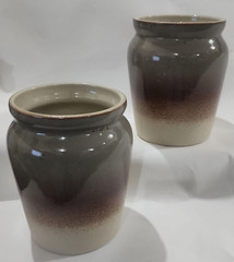TELEFLORA CERAMIC VASE ~ SAGE GREEN ~ BROWN ~ BEIGE ~ LOT OF 2