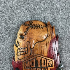 Harley-Davidson Hand Carved Wood Bar Skull & Shield Logo Pub Sign