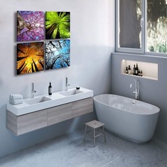 Elegant 4-Panel Four Seasons Tree Canvas Art – Nature Wall Decor 12x12in