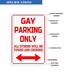 HBXNZ Gay Parking Only Sign Funny Plaque Garage Bar Wall 12x8inches,