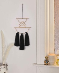 IOWER Boho Wall Decor Black Macrame Hanging Metal 11.8″L x 1.9″W,