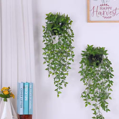Artificial Hanging Plants, 2 Pack Faux Mandala Vines Potted Plant, 21 In. Green