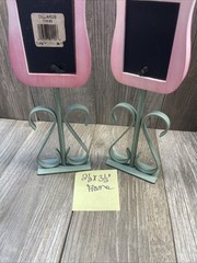 VTG Shabby Chic Ceramic Wood Lavender Tulip Picture Frame Lot Of 2 🔥Very Good