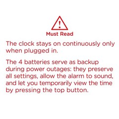 Small Digital Alarm Clock Loud Heavy Sleepers Dimmable Plug In Large Numbers
