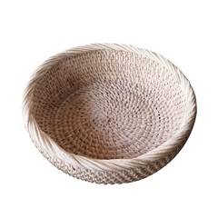 Wash White Round Rattan Bowl Basket,White Decorative Handmade Wicker Key Hold…