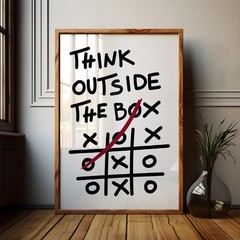 Think Outside the Box Wall Art Print, Minimalist Office Motivational Decor