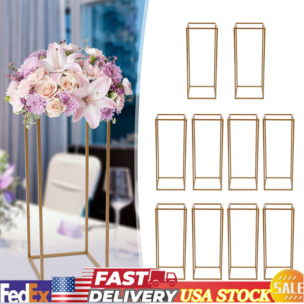 10Pcs Gold Metal Flower Stand Elegant Column Table Decor For Weddings Events