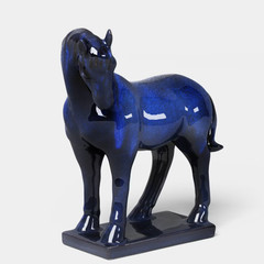 Threshold DECORATIVE HORSE STATUE BLUE CERAMIC Cobalt Navy FIGURINE Pony