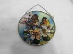 Amia Stained Glass Sun Catcher Bird Gold Finch Finches 4-1/2″ Denver CO