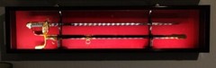 Sword Display Case Black & White Saber USMC NCO Navy Katana Blade Wood Cabinet