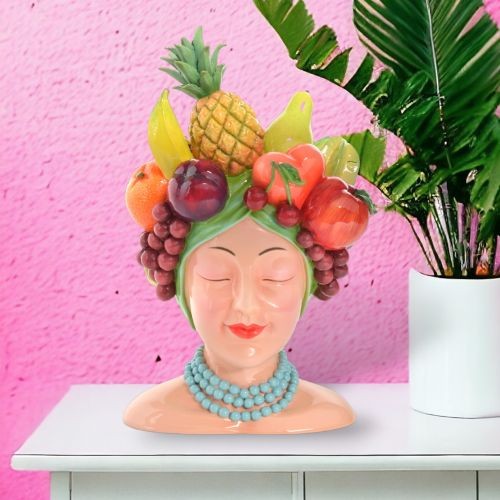 14″ Fruit Lady Head Vase Summer Decor *SHIPS WITHIN 10 DAYS* NEW 2025