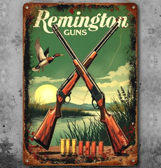 Remington Guns 8 x 12 Vintage Novelty Metal Sign Made In USA New!