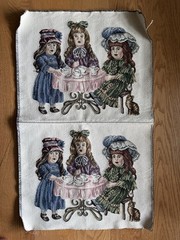 Victorian Doll Tea Party Tapestry Cottage Granny Dakotah Uncut Unused Double Set