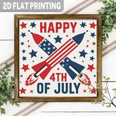 2D American Patriotic Wood Framed Sign 4th of July Housewarming Gift Wall Decor